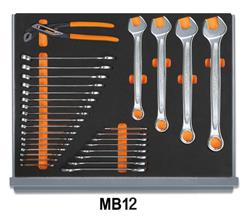 Assortimenten in zacht foam voorgevormde inlegbakken